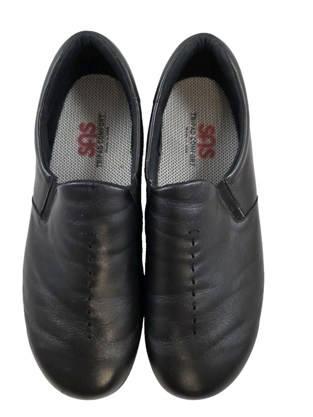 SAS Viva Black Leather Comfort Slip-On Walking Shoes Women's 12WW Wide USA - Picture 3 of 16